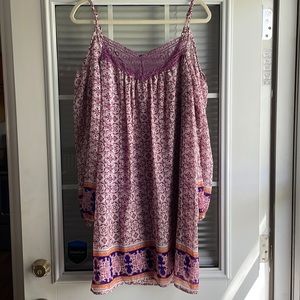 Purple Boho Shoulder-less Dress